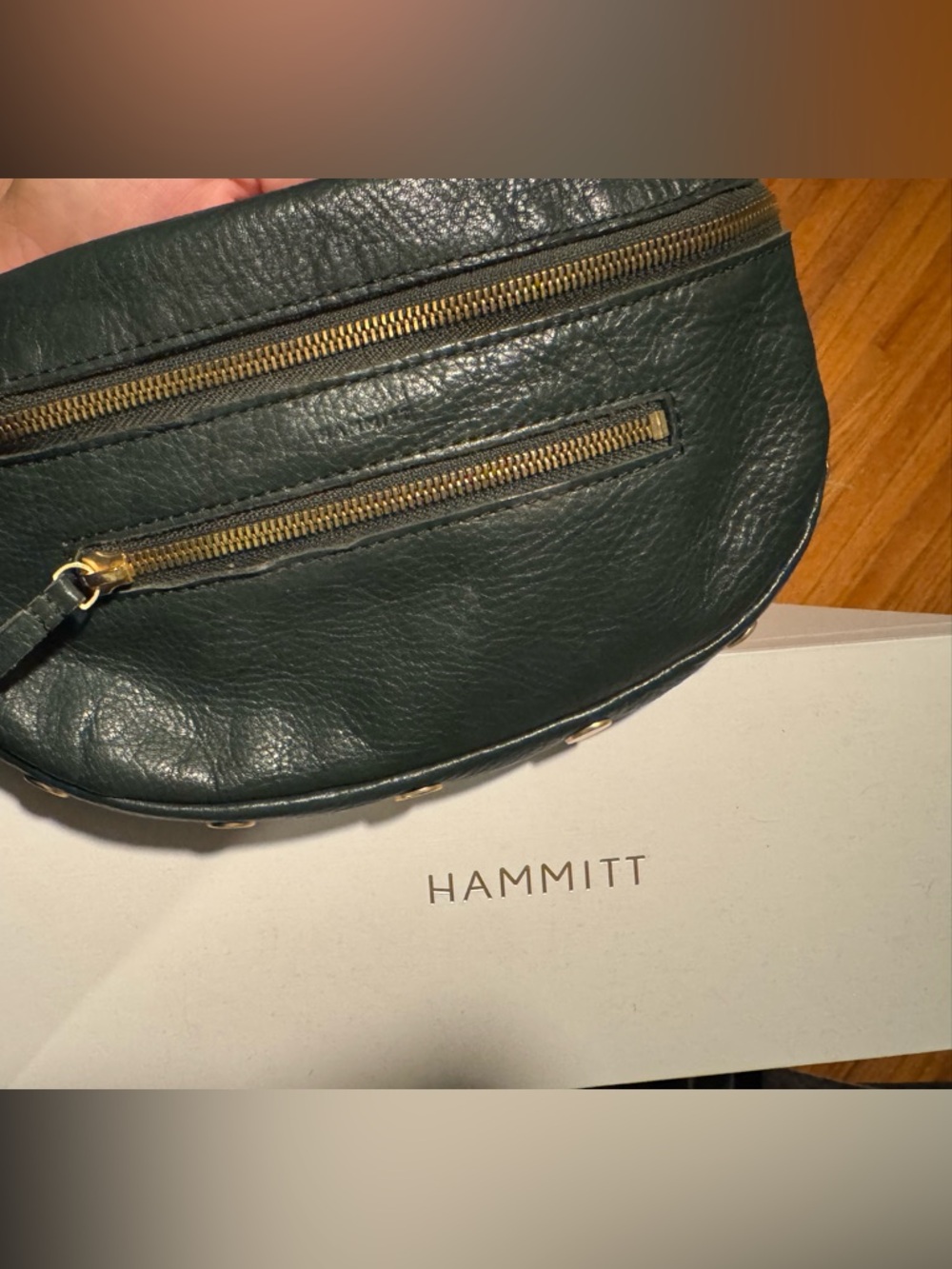 Hammitt dark green Leather Crossbody Belt Bag with Gold Hardware - Picture 3 of 4